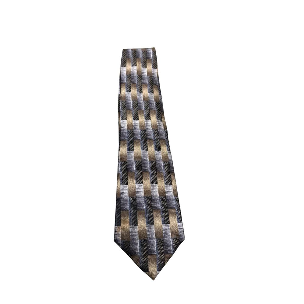 Barbara Blank Geometric Print 100% Silk X-Long Tie
